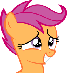 Size: 5961x6527 | Tagged: safe, artist:crusierpl, imported from derpibooru, scootaloo, pony, hearts and hooves day (episode), absurd resolution, cute, cutealoo, female, hearts and hooves day, sheepish grin, simple background, smiling, solo, transparent background, vector