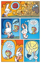 Size: 994x1529 | Tagged: safe, artist:jay fosgitt, idw, imported from derpibooru, angel bunny, fluttershy, fluttershy leans in, spoiler:comic, spoiler:comic54, preview