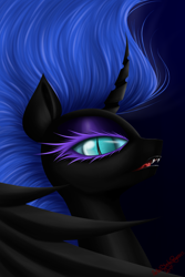 Size: 2200x3300 | Tagged: safe, artist:metalbladepegasus, imported from derpibooru, nightmare moon, alicorn, pony, female, looking at you, mare, open mouth, signature, solo