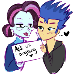 Size: 513x525 | Tagged: safe, artist:anonymous, artist:askflashsentryandprincipalcinch, imported from derpibooru, flash sentry, principal abacus cinch, equestria girls, friendship games, ask, cinchsentry, cougar, crack shipping, duo, female, glasses, male, shipping, straight, tumblr