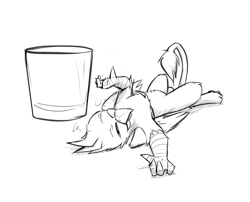 Size: 1280x1035 | Tagged: safe, artist:captainhoers, imported from derpibooru, oc, oc only, oc:der, griffon, drink, drunk, glass, micro, monochrome, shotglass, solo