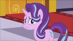 Size: 1366x768 | Tagged: safe, imported from derpibooru, screencap, starlight glimmer, pony, a royal problem, female, frown, mare, sad, solo