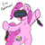 Size: 1000x1000 | Tagged: safe, artist:someponys-scribbles, imported from derpibooru, pinkie pie, earth pony, pony, batman: arkham vr, bipedal, chest fluff, cute, dialogue, female, fun, open mouth, playing, simple background, smiling, solo, video game, virtual reality, white background