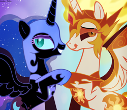 Size: 5971x5201 | Tagged: dead source, safe, artist:asika-aida, imported from derpibooru, daybreaker, nightmare moon, alicorn, pony, a royal problem, absurd resolution, armor, cute, cutie mark, evil princest, female, hooves together, incest, jewelry, lesbian, licking, licking lips, looking at you, mare, regalia, royal sisters, shipping, side view, smiling, spread wings, tongue out, wings