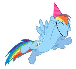 Size: 6000x5500 | Tagged: safe, artist:spitfire8520, imported from derpibooru, rainbow dash, pony, pinkie pride, .svg available, absurd resolution, eyes closed, female, flying, happy, hat, party hat, simple background, solo, transparent background, vector