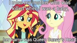 Size: 300x168 | Tagged: safe, edit, edited screencap, imported from derpibooru, screencap, angel bunny, fluttershy, sunset shimmer, equestria girls, friendship games, clothes, implied murder, implied oc, jacket, leather jacket, library