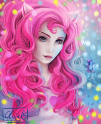 Size: 866x1063 | Tagged: safe, artist:cluviel, imported from derpibooru, pinkie pie, human, eared humanization, female, humanized, solo