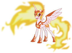 Size: 6000x4439 | Tagged: safe, artist:magister39, imported from derpibooru, daybreaker, alicorn, pony, a royal problem, absurd resolution, evil, female, mane of fire, mare, simple background, smiling, solo, transparent background, vector