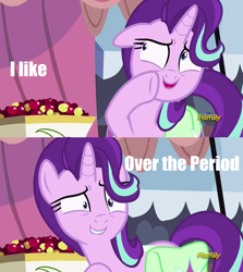 Size: 1256x1406 | Tagged: safe, edit, edited screencap, imported from derpibooru, screencap, starlight glimmer, pony, rock solid friendship, dance dance revolution, exploitable meme, female, meme, obligatory pony, solo, song reference, starlight's confessions