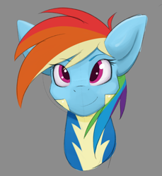 Size: 700x763 | Tagged: safe, artist:pony-butt-express, imported from derpibooru, rainbow dash, pony, bust, clothes, female, gray background, simple background, solo, uniform, wonderbolt trainee uniform