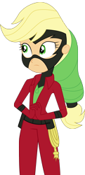 Size: 3880x7999 | Tagged: safe, artist:paganmuffin, imported from derpibooru, applejack, mistress marevelous, equestria girls, movie magic, spoiler:eqg specials, absurd resolution, clothes, costume, female, mask, power ponies, simple background, solo, superhero, transparent background, vector