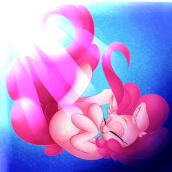 Size: 2500x2500 | Tagged: safe, artist:madacon, imported from derpibooru, pinkie pie, earth pony, pony, cute, diapinkes, eyes closed, female, mare, smiling, solo, tongue out, underwater