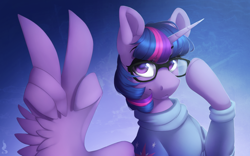 Size: 1444x900 | Tagged: safe, artist:silentwulv, imported from derpibooru, twilight sparkle, alicorn, pony, adorkable, cute, dork, female, glasses, looking at you, mare, meganekko, peace sign, smiling, solo, twiabetes, twilight sparkle (alicorn), wing hands