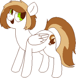 Size: 272x280 | Tagged: safe, artist:archego-art, artist:tilling-tan, deleted from derpibooru, imported from derpibooru, oc, oc only, oc:coffee cream, pegasus, pony, 4chan, drawthread, open mouth, pixel art, simple background, smiling, solo, transparent background