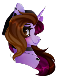 Size: 1137x1387 | Tagged: safe, artist:starshame, imported from derpibooru, oc, oc only, oc:symphony diamond, pony, unicorn, beanie, blushing, bust, female, hat, looking back, mare, simple background, smiling, solo, transparent background