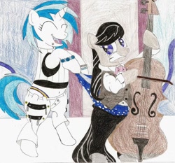 Size: 900x838 | Tagged: safe, artist:wjmmovieman, imported from derpibooru, dj pon-3, octavia melody, vinyl scratch, pony, belly button, blue underwear, clothes, female, midriff, polka dot underwear, underwear, wedgie