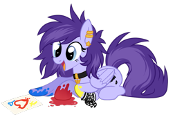 Size: 793x525 | Tagged: safe, artist:prince-lionel, imported from derpibooru, oc, oc only, oc:ddye, pegasus, pony, bandana, ear piercing, hoof painting, jewelry, necklace, paint, piercing, simple background, solo, transparent background