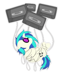 Size: 3000x3500 | Tagged: safe, artist:blissprism, imported from derpibooru, dj pon-3, vinyl scratch, pony, broken glasses, cassette tape, compact cassette, female, glasses, simple background, solo, tangled up, transparent background