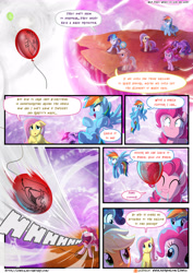 Size: 3500x4950 | Tagged: safe, artist:light262, artist:lummh, imported from derpibooru, applejack, discord, fluttershy, pinkie pie, rainbow dash, rarity, twilight sparkle, alicorn, pony, comic:timey wimey, absurd resolution, balloon, comic, dialogue, faic, kirby, kirby (series), mane six, mouth hold, patreon, patreon logo, speech bubble, twilight sparkle (alicorn), unintentional volunteering