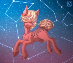 Size: 1200x1028 | Tagged: safe, artist:margony, imported from derpibooru, oc, oc only, oc:starry sky, pony, commission, constellation, female, mare, smiling, solo, stars, ych result