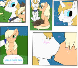 Size: 5952x5192 | Tagged: safe, artist:tiatinatia, imported from derpibooru, applejack, prince blueblood, pony, absurd resolution, bluejack, cider, drunk, female, heart, kissing, male, shipping, straight