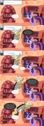 Size: 1280x3618 | Tagged: safe, artist:hakunohamikage, imported from derpibooru, discord, twilight sparkle, alicorn, pony, ask-princesssparkle, ask, fourth wall, golden oaks library, tumblr, twilight sparkle (alicorn)