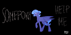 Size: 6797x3396 | Tagged: safe, artist:lrusu, imported from derpibooru, princess luna, alicorn, pony, absurd resolution, crying, female, high res, mare, s1 luna, solo, walking