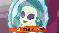 Size: 1280x720 | Tagged: safe, imported from derpibooru, screencap, juniper montage, equestria girls, mirror magic, spoiler:eqg specials, eyes closed, eyeshadow, female, lipstick, makeup, mirror, polish, solo