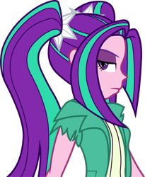 Size: 995x1211 | Tagged: safe, artist:kitana762, artist:wubcakeva, edit, imported from derpibooru, aria blaze, equestria girls, rainbow rocks, clothes, collaboration, eyeshadow, female, lidded eyes, looking back, makeup, simple background, solo, white background