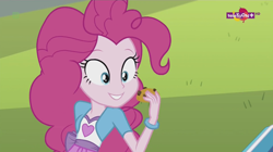 Size: 1136x638 | Tagged: safe, imported from derpibooru, screencap, pinkie pie, dance magic, equestria girls, spoiler:eqg specials, cookie, female, food, solo, teletoon