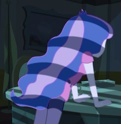 Size: 603x617 | Tagged: safe, imported from derpibooru, screencap, princess luna, equestria girls, equestria girls (movie), bent over, cropped, desk, female, luna's office, rear view, solo, vice principal luna