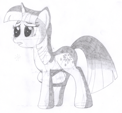 Size: 1530x1414 | Tagged: safe, artist:aafh, imported from derpibooru, twilight sparkle, pony, unicorn, female, monochrome, solo, traditional art