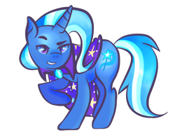 Size: 1280x987 | Tagged: safe, artist:lionsca, imported from derpibooru, trixie, pony, unicorn, female, grin, simple background, smiling, solo, transparent background