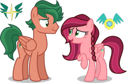 Size: 9000x5873 | Tagged: safe, artist:limedazzle, imported from derpibooru, gloriosa daisy, timber spruce, pegasus, pony, equestria girls, legend of everfree, absurd resolution, braid, brother and sister, cutie mark, duo, equestria girls ponified, female, male, mare, ponified, raised hoof, reference sheet, show accurate, siblings, simple background, stallion, transparent background, vector