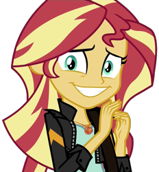 Size: 1001x1078 | Tagged: safe, imported from derpibooru, sunset shimmer, equestria girls, mirror magic, spoiler:eqg specials, creepy smile, faic, female, geode of empathy, magical geodes, simple background, solo, transparent background, vector