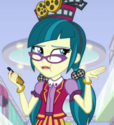 Size: 975x1071 | Tagged: safe, imported from derpibooru, screencap, juniper montage, equestria girls, mirror magic, spoiler:eqg specials, cropped, faic, female, solo, walkie talkie
