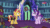 Size: 600x338 | Tagged: safe, imported from derpibooru, screencap, starlight glimmer, sunset shimmer, pony, unicorn, equestria girls, mirror magic, spoiler:eqg specials, animated, book, cute, female, gif, in the human world for too long, majestic as fuck, saddle bag, shimmerbetes, teletoon, twilight's castle