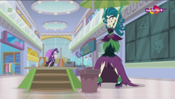 Size: 1920x1080 | Tagged: safe, imported from derpibooru, screencap, juniper montage, starlight glimmer, equestria girls, mirror magic, spoiler:eqg specials, angry, canterlot mall, destruction, giantess, juniper monstar, macro, teletoon