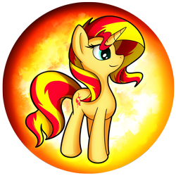 Size: 2539x2539 | Tagged: safe, artist:flamevulture17, imported from derpibooru, sunset shimmer, pony, unicorn, catasterism, commission, female, mare, orb, solo, sun, sunshine shimmer