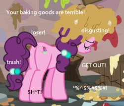 Size: 688x590 | Tagged: safe, edit, edited screencap, imported from derpibooru, screencap, sugar belle, pony, hard to say anything, abuse, background pony strikes again, bellebuse, censored vulgarity, cropped, downvote bait, female, grawlixes, op is a duck, op is trying to start shit, sad, solo, vulgar