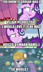 Size: 1256x2109 | Tagged: safe, edit, edited screencap, imported from derpibooru, screencap, grogar, maud pie, starlight glimmer, pony, rock solid friendship, exploitable meme, g1, grogar (g1), mark hamill, meme, obligatory pony, screencap comic, starlight's confessions