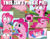 Size: 1046x812 | Tagged: safe, edit, imported from derpibooru, screencap, pinkie pie, earth pony, pony, rock solid friendship, background pony strikes again, blatant lies, comparison, duckery in the description, faic, flanderization, image macro, meme, op is a duck, op is trying to start shit, pinkie drama, seasonwunner, the treachery of images