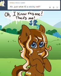 Size: 400x500 | Tagged: safe, artist:spottyfreak, imported from derpibooru, oc, oc only, oc:sticky roll, earth pony, pony, ask, solo, tumblr