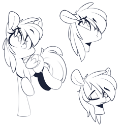 Size: 1280x1302 | Tagged: safe, artist:sourspot, imported from derpibooru, derpy hooves, pegasus, pony, black and white, female, grayscale, mare, monochrome, simple background, sketch, solo, white background