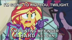 Size: 1037x583 | Tagged: safe, edit, edited screencap, imported from derpibooru, screencap, sci-twi, sunset shimmer, twilight sparkle, equestria girls, friendship games, angry, exploitable meme, hishe, how it should have ended, image macro, meme, sunset yells at twilight