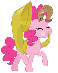 Size: 2281x2869 | Tagged: safe, artist:befishproductions, imported from derpibooru, pinkie pie, pony, squirrel, eyes closed, female, high res, musical instrument, ponk, signature, simple background, solo, transparent background, tuba, walking