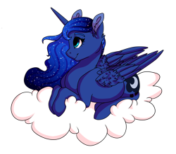 Size: 2178x1919 | Tagged: safe, artist:loladotz, imported from derpibooru, princess luna, pony, cloud, female, prone, simple background, smiling, solo, transparent background