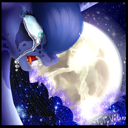 Size: 1024x1024 | Tagged: safe, artist:tulipvictoria, imported from derpibooru, nightmare moon, princess luna, pony, crying, moon, open mouth, solo, stars, transformation