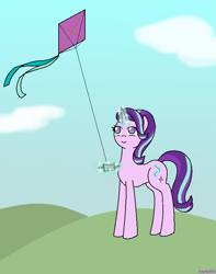 Size: 640x811 | Tagged: safe, artist:hayley566, imported from derpibooru, starlight glimmer, pony, unicorn, rock solid friendship, female, kite, mare, solo, that pony sure does love kites