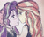 Size: 1280x1074 | Tagged: safe, artist:angeltorchic, imported from derpibooru, starlight glimmer, sunset shimmer, equestria girls, mirror magic, spoiler:eqg specials, blushing, clothes, colored sketch, duo, female, implied kissing, lesbian, looking at each other, shimmerglimmer, shipping